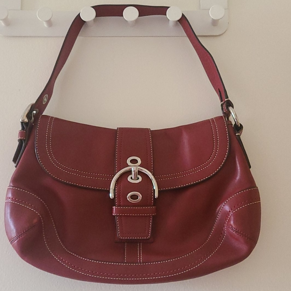 Coach red leather purse